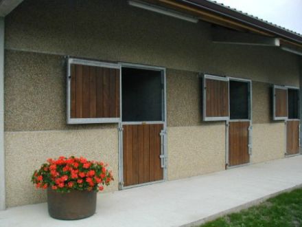 Porte à double battant galvanisée et bois exotiquepour box-cheval